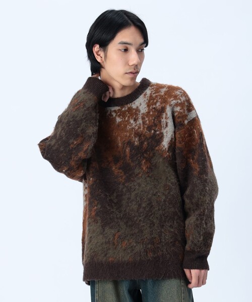 BEAMS HEART（ビームスハート）の「シャギー マーブル クルー【ユニセックス】（ニット/セーター・メンズ・ブラウン/ブラック/ネイビー・MEDIUM/SMALL/LARGE）」の2枚目の写真