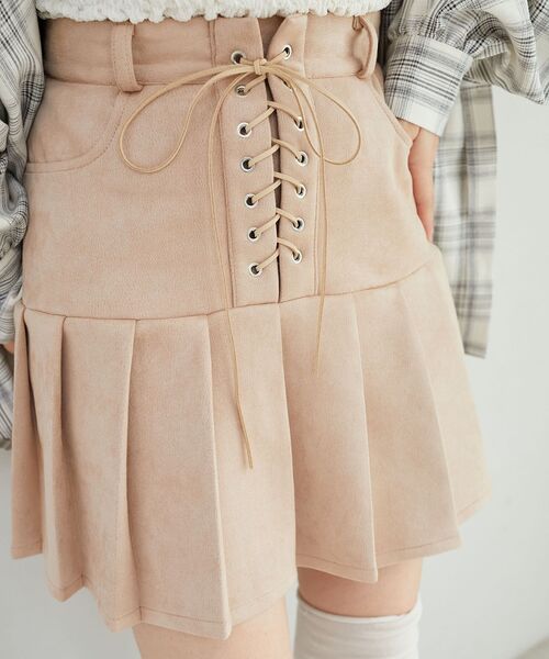 MAJESTIC LEGON(マジェスティックレゴン)の「フロントレースアッププリーツスカパン(スカート・レディース・カーキオリーブ/アイボリー/ベージュ・MEDIUM)」の20枚目の写真