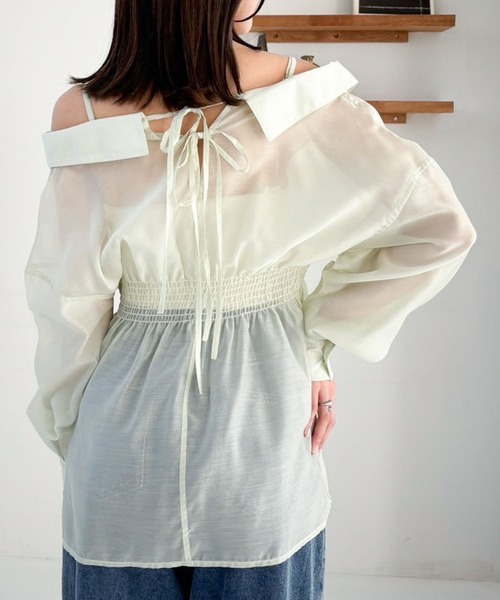 Heather（ヘザー）の「オフショルチュニックシャツ  319998（シャツ/ブラウス・レディース・オフホワイト/チャコールグレー/ミント・FREE）」の18枚目の写真