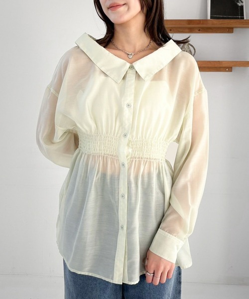 Heather（ヘザー）の「オフショルチュニックシャツ  319998（シャツ/ブラウス・レディース・オフホワイト/チャコールグレー/ミント・FREE）」の19枚目の写真