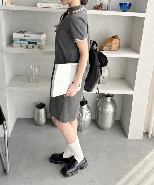U.S. POLO ASSN.(ユーエスポロアッスン)の「Ada.別注 // U.S. POLO ASSN ラインデザイン 鹿子 ポロワンピース ミニ丈(ワンピース・レディース・グレー/ブラウン/ネイビー/ブラック/ライトグレー/ホワイト・L/M/S)」の15枚目の写真