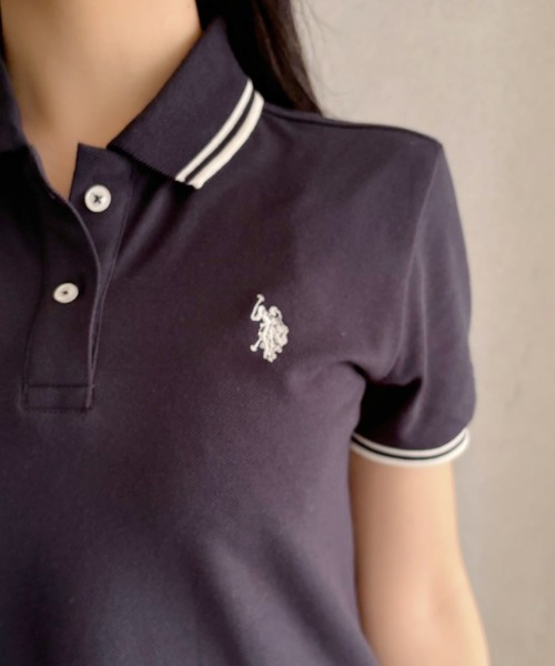 U.S. POLO ASSN.(ユーエスポロアッスン)の「Ada.別注 // U.S. POLO ASSN ラインデザイン 鹿子 ポロワンピース ミニ丈(ワンピース・レディース・グレー/ブラウン/ネイビー/ブラック/ライトグレー/ホワイト・L/M/S)」の7枚目の写真