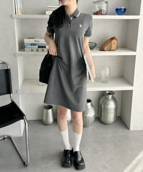 U.S. POLO ASSN.(ユーエスポロアッスン)の「Ada.別注 // U.S. POLO ASSN ラインデザイン 鹿子 ポロワンピース ミニ丈(ワンピース・レディース・グレー/ブラウン/ネイビー/ブラック/ライトグレー/ホワイト・L/M/S)」の22枚目の写真