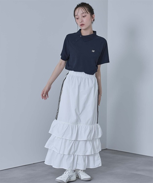 miette（ミエット）の「アシンメトリーカラーポロシャツ（シャツ/ブラウス・レディース・ピンク/ネイビー/ホワイト系その他/ライトグレー・FREE）」の6枚目の写真