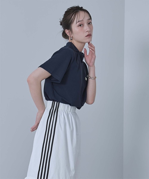 miette（ミエット）の「アシンメトリーカラーポロシャツ（シャツ/ブラウス・レディース・ピンク/ネイビー/ホワイト系その他/ライトグレー・FREE）」の9枚目の写真