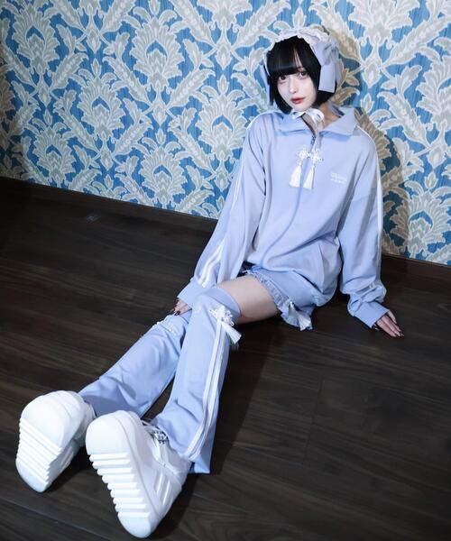 Whinny（ホワイニー）の「Whinny/カリスマニートきゃわたんパンダヒザカクシ（レッグウォーマー・レディース・サックスブルー/ブラック/ホワイト・FREE）」の4枚目の写真