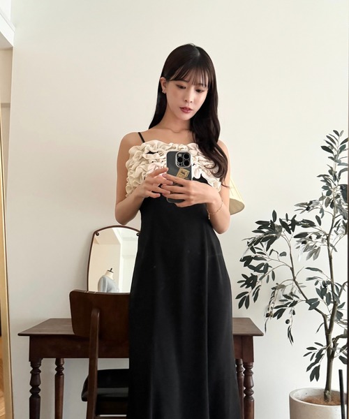 DEICY（デイシー）の「フリルキャミワンピース（ワンピース・レディース・ピンク/ブラック・0/1）」の6枚目の写真