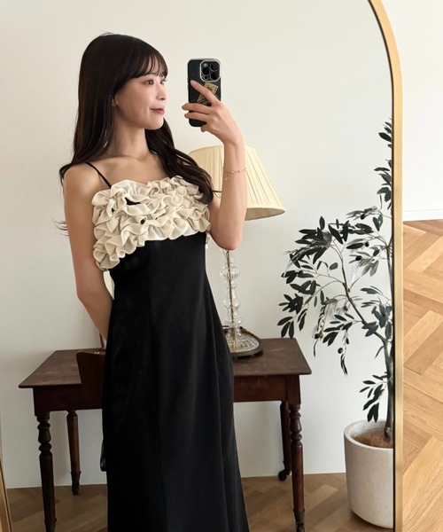 DEICY（デイシー）の「フリルキャミワンピース（ワンピース・レディース・ピンク/ブラック・0/1）」の5枚目の写真