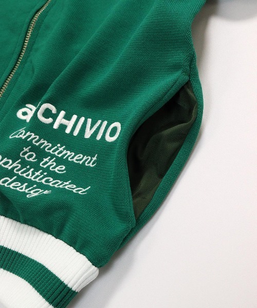 アルチビオ 刺繍ニットジップブルゾン ネイビー 36 中古・古着通販】archivio (アルチビオ) 25AW 刺繍ニットジップ