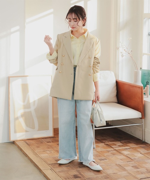 AKM サイズL パイル アンコン ダブル 白 テーラードジャケット AKM サイズL パイル アンコン ダブル 白 テーラードジャケット