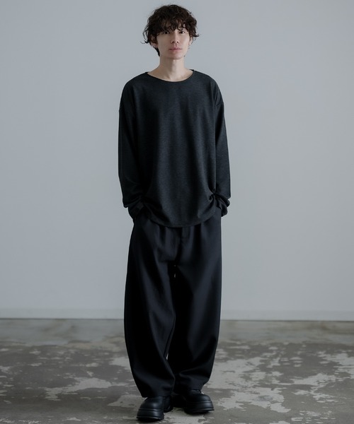inbreed⭐︎インブリード　カットソー　ブラウン　ゆったりカットソー 裾ラウンド ボートネック ロンT（Tシャツ/カットソー