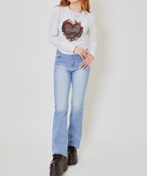GORGE(ゴージ)の「《美脚シルエット》レディース フレアデニムパンツ ブーツカット ジーンズ 春秋冬(デニムパンツ・レディース・ブルー/ライトブルー・S/M/L)」の12枚目の写真