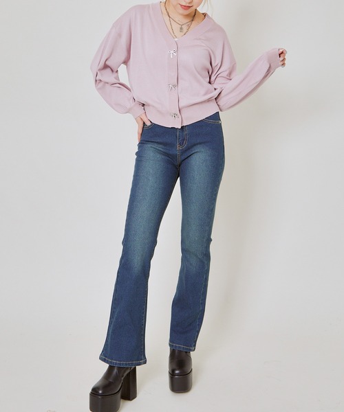 GORGE(ゴージ)の「《美脚シルエット》レディース フレアデニムパンツ ブーツカット ジーンズ 春秋冬(デニムパンツ・レディース・ブルー/ライトブルー・S/M/L)」の6枚目の写真