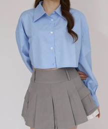 ストライプショート丈シャツ