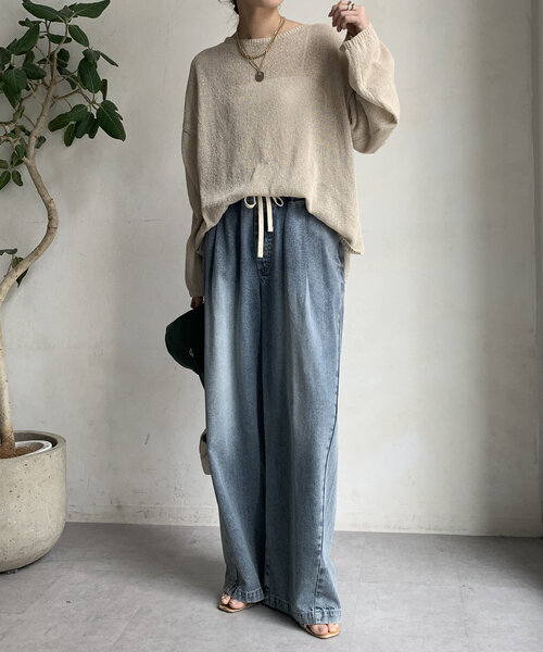 DouDou（ドゥドゥ）の「ペーパーヤーンプルオーバー（ニット/セーター・レディース・ベビーピンク/ブルー/グレー/ベージュ/チャコールグレー/ブルー系その他4/ベージュ系その他・FREE）」の15枚目の写真