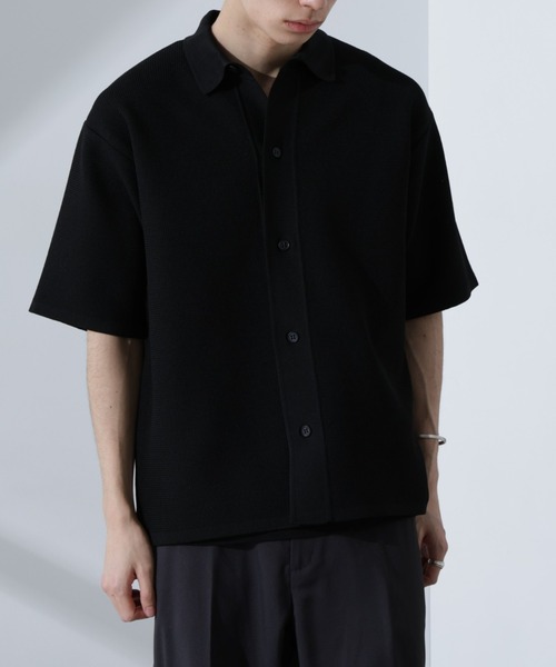 NANO universe(ナノユニバース)の「エアーニットレギュラーカラーシャツ 半袖(シャツ/ブラウス・メンズ・ブラック/ブルー/アイボリー・S/M/L)」の2枚目の写真