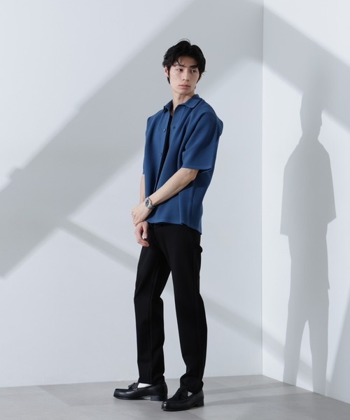 NANO universe(ナノユニバース)の「エアーニットレギュラーカラーシャツ 半袖(シャツ/ブラウス・メンズ・ブラック/ブルー/アイボリー・S/M/L)」の15枚目の写真