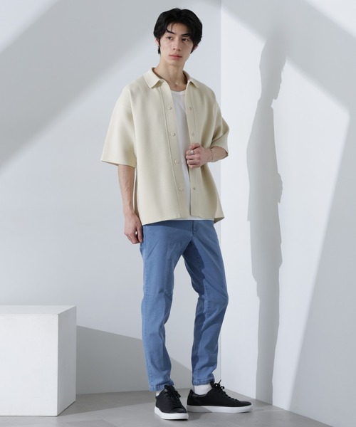 NANO universe(ナノユニバース)の「エアーニットレギュラーカラーシャツ 半袖(シャツ/ブラウス・メンズ・ブラック/ブルー/アイボリー・S/M/L)」の7枚目の写真