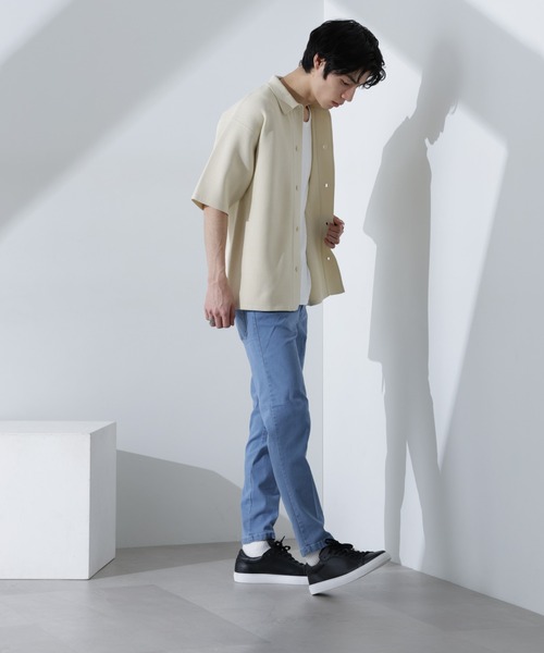 NANO universe(ナノユニバース)の「エアーニットレギュラーカラーシャツ 半袖(シャツ/ブラウス・メンズ・ブラック/ブルー/アイボリー・S/M/L)」の9枚目の写真