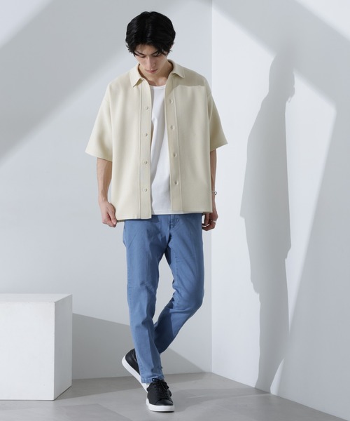 NANO universe(ナノユニバース)の「エアーニットレギュラーカラーシャツ 半袖(シャツ/ブラウス・メンズ・ブラック/ブルー/アイボリー・S/M/L)」の6枚目の写真