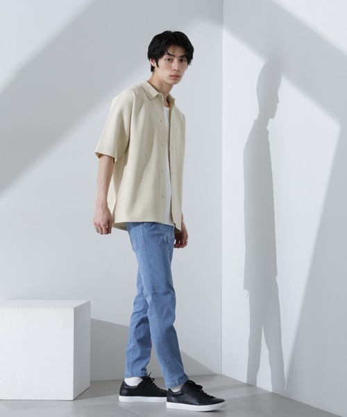 NANO universe(ナノユニバース)の「エアーニットレギュラーカラーシャツ 半袖(シャツ/ブラウス・メンズ・ブラック/ブルー/アイボリー・S/M/L)」の8枚目の写真