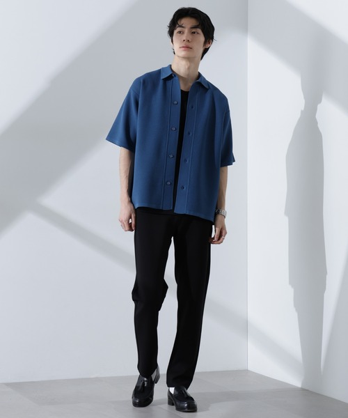 NANO universe(ナノユニバース)の「エアーニットレギュラーカラーシャツ 半袖(シャツ/ブラウス・メンズ・ブラック/ブルー/アイボリー・S/M/L)」の14枚目の写真