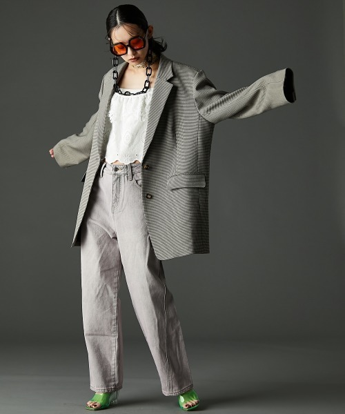 GOOVI ジャケット　ハイツイストウールサージガンクラブチェック　S〜M相当 GOOVI ジャケット ハイツイストウールサージガンクラブチェック