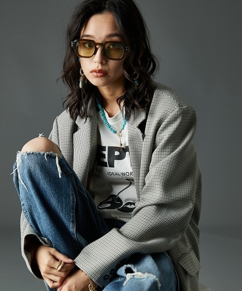 ガンクラブチェックオーバーサイズジャケット＜大きいサイズ有