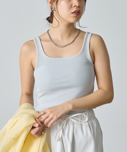 COLONY 2139(コロニートゥーワンスリーナイン)の「ラメフライススクエアタンクトップ(タンクトップ・レディース・ブルー/シルバー/ブラック/ピンクベージュ・FREE)」の22枚目の写真