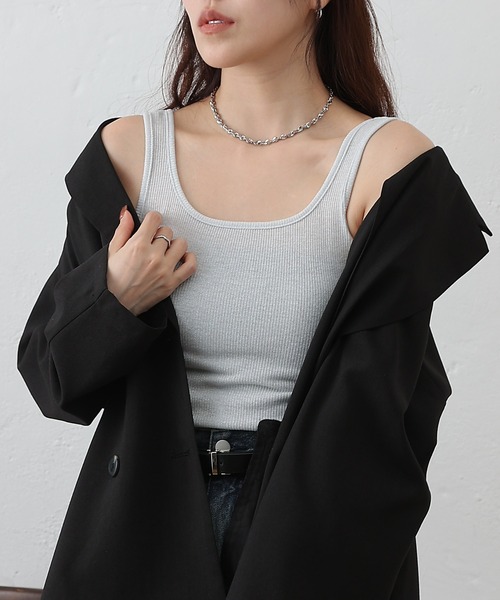 COLONY 2139（コロニートゥーワンスリーナイン）の「ラメフライススクエアタンクトップ（タンクトップ・レディース・ブルー/シルバー/ブラック/ピンクベージュ・FREE）」の17枚目の写真