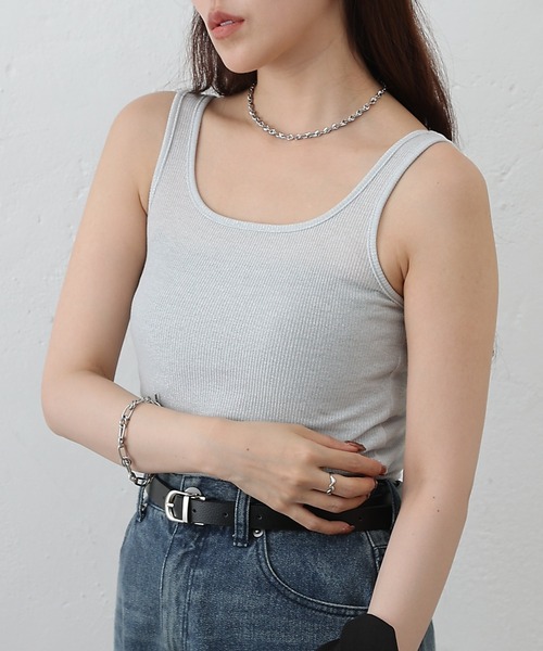 COLONY 2139（コロニートゥーワンスリーナイン）の「ラメフライススクエアタンクトップ（タンクトップ・レディース・ブルー/シルバー/ブラック/ピンクベージュ・FREE）」の20枚目の写真