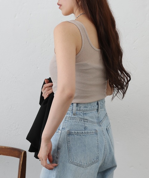 COLONY 2139（コロニートゥーワンスリーナイン）の「ラメフライススクエアタンクトップ（タンクトップ・レディース・ブルー/シルバー/ブラック/ピンクベージュ・FREE）」の12枚目の写真