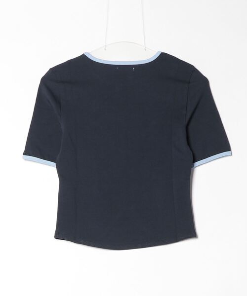 KIRSH(キルシー)の「KIRSH PLAIN SLIM FIT RINGER T-SHIRT キルシー プレーン スリム フィット リンガーTシャツ(Tシャツ/カットソー・レディース・ホワイト/ダークネイビー・ONE SIZE)」の21枚目の写真