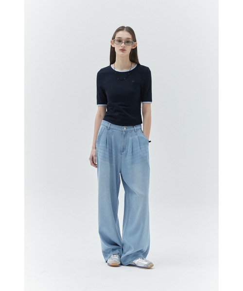 KIRSH(キルシー)の「KIRSH PLAIN SLIM FIT RINGER T-SHIRT キルシー プレーン スリム フィット リンガーTシャツ(Tシャツ/カットソー・レディース・ホワイト/ダークネイビー・ONE SIZE)」の15枚目の写真