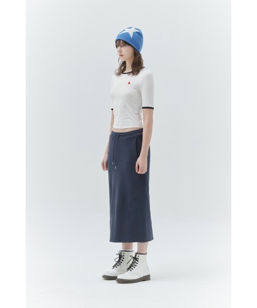 KIRSH(キルシー)の「KIRSH PLAIN SLIM FIT RINGER T-SHIRT キルシー プレーン スリム フィット リンガーTシャツ(Tシャツ/カットソー・レディース・ホワイト/ダークネイビー・ONE SIZE)」の4枚目の写真