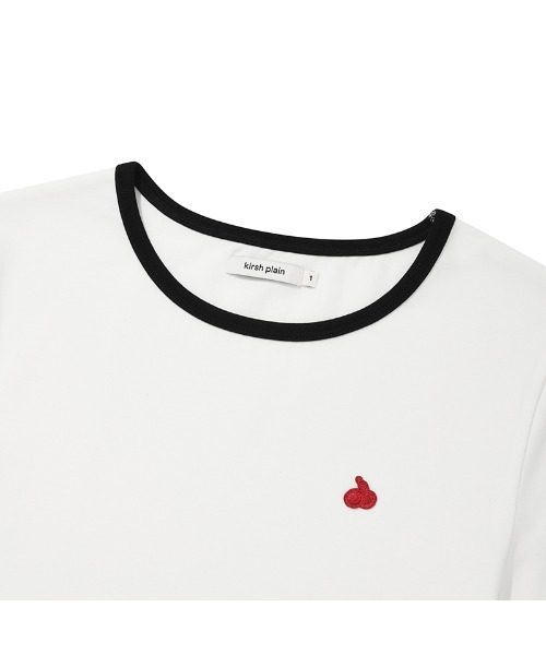 KIRSH(キルシー)の「KIRSH PLAIN SLIM FIT RINGER T-SHIRT キルシー プレーン スリム フィット リンガーTシャツ(Tシャツ/カットソー・レディース・ホワイト/ダークネイビー・ONE SIZE)」の8枚目の写真