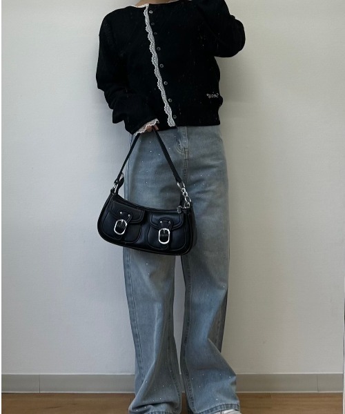 nemne store(ネンネストア)の「【sepup】レースアシメニットカーデ(ニット/セーター・レディース・グリーン系/杢グレー/ブラック系・MEDIUM/SMALL)」の8枚目の写真