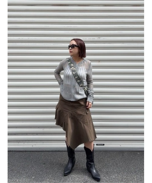 LAGUA GEM（ラグアジェム）の「SWITCHING MILITARY スカート（スカート・レディース・チャコールグレー/カーキ・X-SMALL/SMALL/MEDIUM）」の8枚目の写真