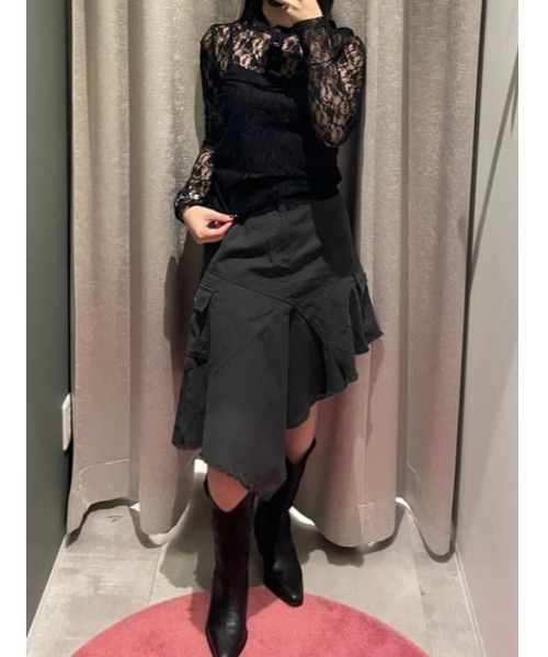 LAGUA GEM（ラグアジェム）の「SWITCHING MILITARY スカート（スカート・レディース・チャコールグレー/カーキ・X-SMALL/SMALL/MEDIUM）」の4枚目の写真