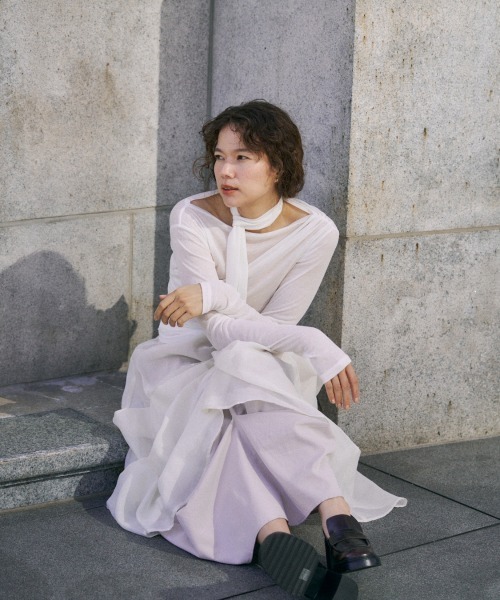 トップス drape design tops NOTREemor NOTRE emor tシャツ drape design sheer top レディース