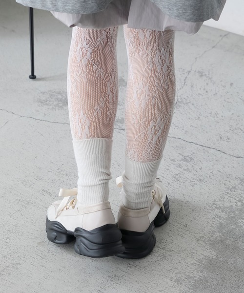 forksy.（フォルクシー）の「【forksy.】ボリュームソール サテンリボン バレエスニーカー（バレエシューズ・レディース・オフホワイト/ブラック系/ブラック系1・S/M/L/LL）」の11枚目の写真