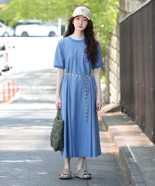 美品　beams boy カットツイル　マキシ丈ワンピース　ネイビー　脇ポケ2個 BEAMS BOY（ビームス ボーイ）カット ツイル マキシ ワンピース