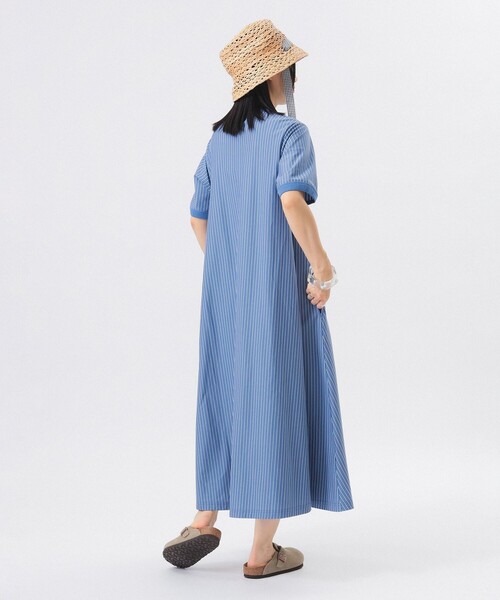美品 beams boy カットツイル マキシ丈ワンピース ネイビー 脇