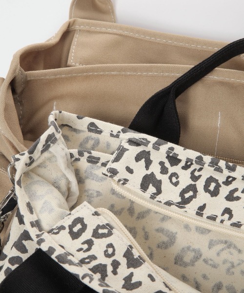 GLOBAL WORK（グローバルワーク）の「3ROOM2WAYキャンバストート/286161（トートバッグ・レディース・ブラウン/アイボリー/ブラウン系その他/ブラック/ピンク・ONE SIZE）」の8枚目の写真