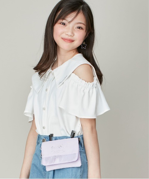 JENNI(ジェニィ)の「チュールフリルマルチポケット(ショルダーバッグ・キッズ・オフホワイト/ラベンダー/ブラック・F)」の3枚目の写真