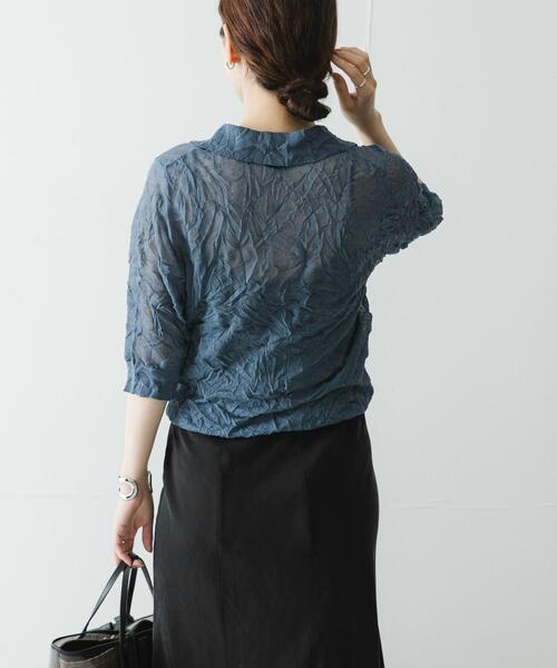 URBAN RESEARCH(アーバンリサーチ)の「new basic リネン混ワッシャーシャツカラーニット(ニット/セーター・レディース・イエロー/ベージュ系その他/グレー系その他・FREE)」の6枚目の写真