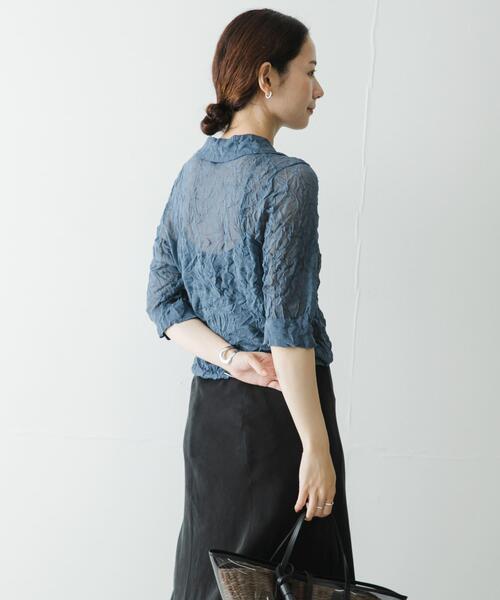 URBAN RESEARCH(アーバンリサーチ)の「new basic リネン混ワッシャーシャツカラーニット(ニット/セーター・レディース・イエロー/ベージュ系その他/グレー系その他・FREE)」の8枚目の写真