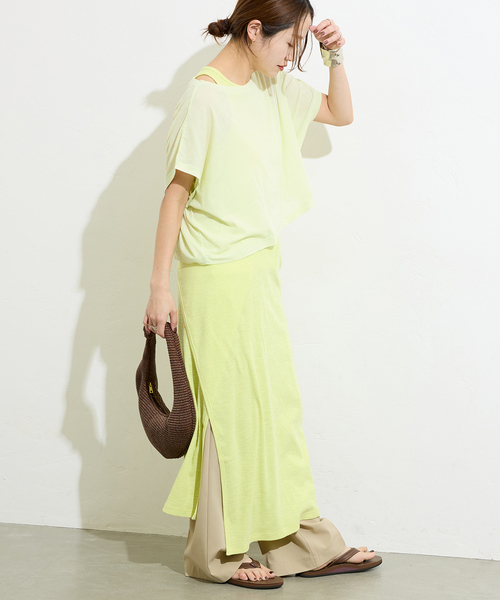 JOURNAL STANDARD（ジャーナルスタンダード）の「マルチマッチシアーショートプルオーバー（Tシャツ/カットソー・レディース・ホワイト/ブラックミックス/ベージュ/イエロー・FREE）」の21枚目の写真