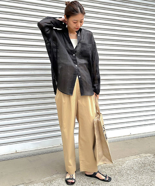 JOURNAL STANDARD relume（ジャーナルスタンダード　レリューム）の「《追加》手洗い可 / ラミーオーバーサイズシャツ（シャツ/ブラウス・レディース・ホワイト/ブラック/ブラウン系その他/ライトブルー/ピンク系その他・FREE）」の6枚目の写真