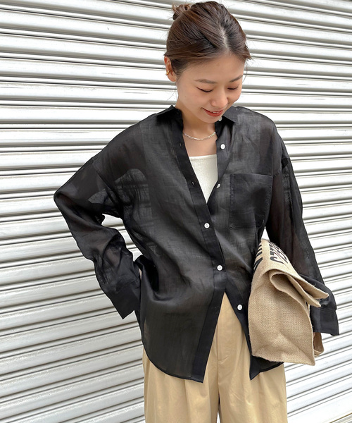 JOURNAL STANDARD relume（ジャーナルスタンダード　レリューム）の「《追加》手洗い可 / ラミーオーバーサイズシャツ（シャツ/ブラウス・レディース・ホワイト/ブラック/ブラウン系その他/ライトブルー/ピンク系その他・FREE）」の8枚目の写真